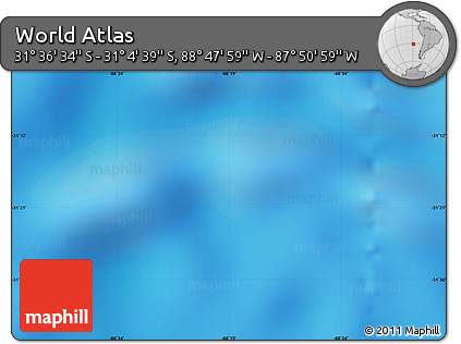 Physical Map of the Area around 31° 20' 36" S, 88° 19' 29" W