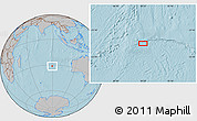 Gray Location Map of the area around 31° 20' 36" S, 89° 19' 29" E, hill shading