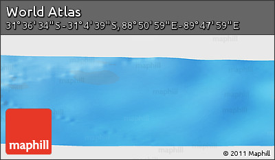 Physical Panoramic Map of the Area around 31° 20' 36" S, 89° 19' 29" E