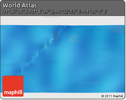 Shaded Relief 3D Map of the Area around 31° 20' 36" S, 91° 1' 30" E