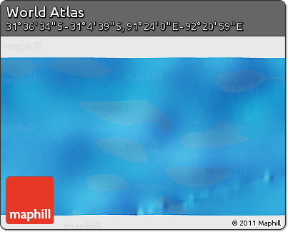 Shaded Relief 3D Map of the Area around 31° 20' 36" S, 91° 52' 30" E