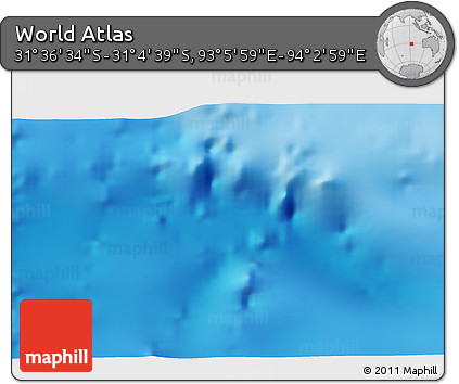 Physical 3D Map of the Area around 31° 20' 36" S, 93° 34' 29" E