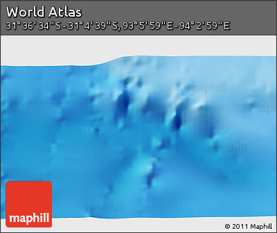Physical 3D Map of the Area around 31° 20' 36" S, 93° 34' 29" E
