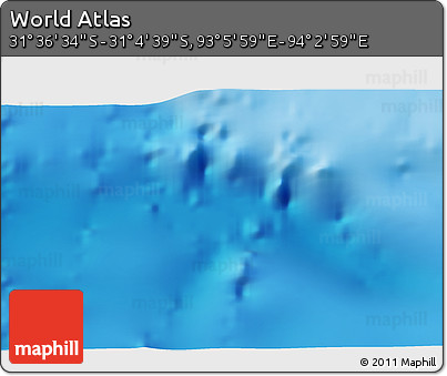 Physical 3D Map of the Area around 31° 20' 36" S, 93° 34' 29" E