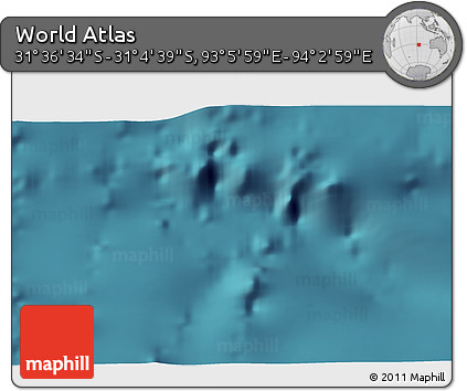 Satellite 3D Map of the Area around 31° 20' 36" S, 93° 34' 29" E