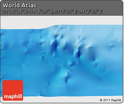 Shaded Relief 3D Map of the Area around 31° 20' 36" S, 93° 34' 29" E