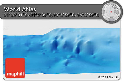 Physical Panoramic Map of the Area around 31° 20' 36" S, 93° 34' 29" E