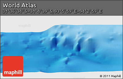 Physical Panoramic Map of the Area around 31° 20' 36" S, 93° 34' 29" E