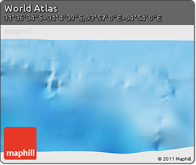 Physical 3D Map of the Area around 31° 20' 36" S, 94° 25' 30" E