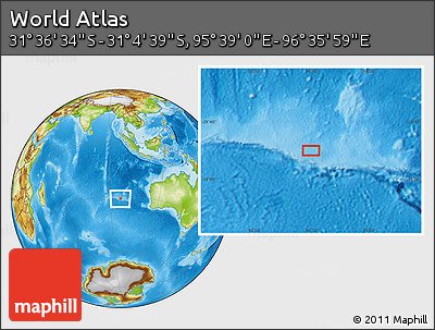 Physical Location Map of the Area around 31° 20' 36" S, 96° 7' 30" E