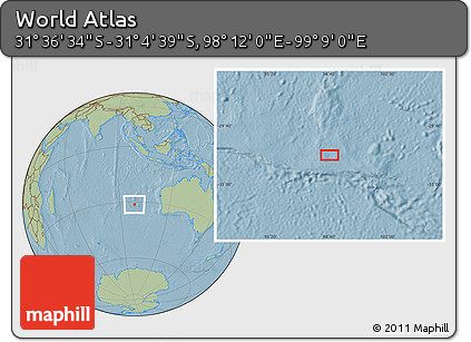 Savanna Style Location Map of the Area around 31° 20' 36" S, 98° 40' 30" E, hill shading