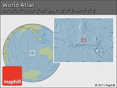 Savanna Style Location Map of the Area around 31° 20' 36" S, 98° 40' 30" E, hill shading