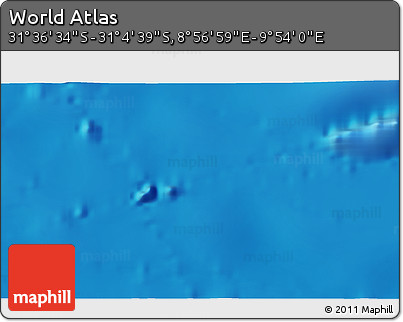 Shaded Relief 3D Map of the Area around 31° 20' 36" S, 9° 25' 30" E