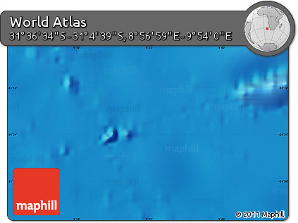 Physical Map of the Area around 31° 20' 36" S, 9° 25' 30" E