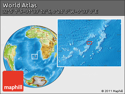 Physical Location Map of the Area around 31° 49' 7" S, 0° 4' 30" E