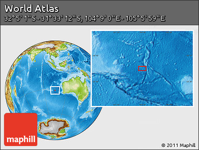 Physical Location Map of the Area around 31° 49' 7" S, 104° 37' 30" E