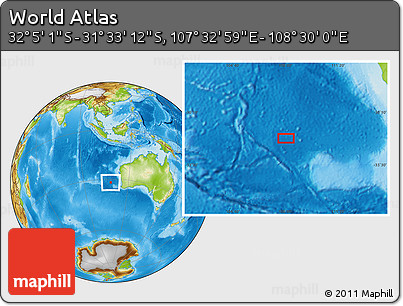Physical Location Map of the Area around 31° 49' 7" S, 108° 1' 30" E