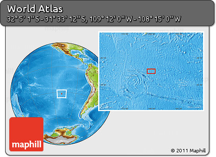 Physical Location Map of the Area around 31° 49' 7" S, 108° 43' 29" W