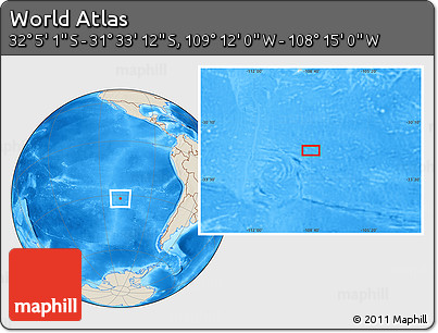 Shaded Relief Location Map of the Area around 31° 49' 7" S, 108° 43' 29" W