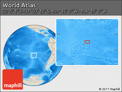 Shaded Relief Location Map of the Area around 31° 49' 7" S, 108° 43' 29" W