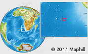 Physical Location Map of the area around 31° 49' 7" S, 10° 16' 30" E