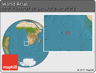 Satellite Location Map of the Area around 31° 49' 7" S, 10° 16' 30" E