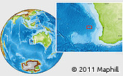 Physical Location Map of the area around 31° 49' 7" S, 113° 7' 30" E