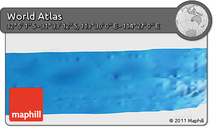 Physical Panoramic Map of the Area around 31° 49' 7" S, 113° 58' 29" E