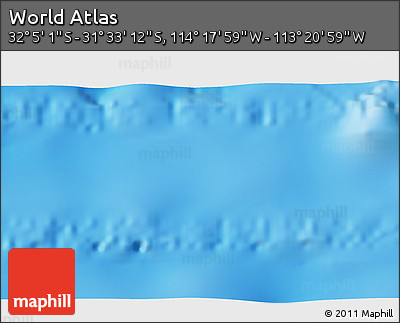 Physical 3D Map of the Area around 31° 49' 7" S, 113° 49' 29" W