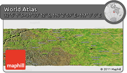 Satellite Panoramic Map of the Area around 31° 49' 7" S, 116° 31' 30" E
