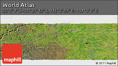 Satellite Panoramic Map of the Area around 31° 49' 7" S, 116° 31' 30" E