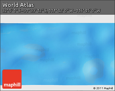 Physical 3D Map of the Area around 31° 49' 7" S, 117° 13' 29" W