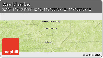 Physical Panoramic Map of the Area around 31° 49' 7" S, 119° 4' 29" E