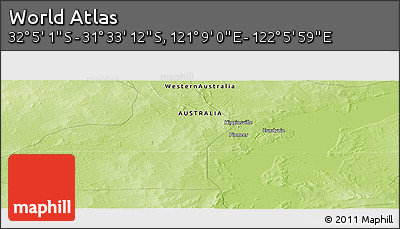 Physical Panoramic Map of the Area around 31° 49' 7" S, 121° 37' 30" E
