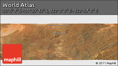 Satellite Panoramic Map of the Area around 31° 49' 7" S, 122° 28' 29" E