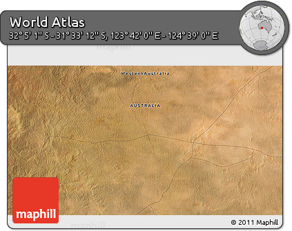 Satellite 3D Map of the Area around 31° 49' 7" S, 124° 10' 30" E