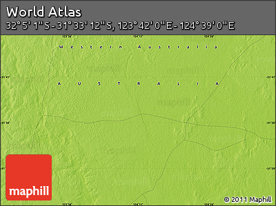 Physical Map of the Area around 31° 49' 7" S, 124° 10' 30" E