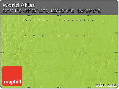 Physical Map of the Area around 31° 49' 7" S, 124° 10' 30" E