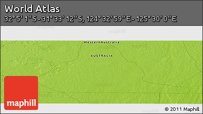 Physical Panoramic Map of the Area around 31° 49' 7" S, 125° 1' 30" E
