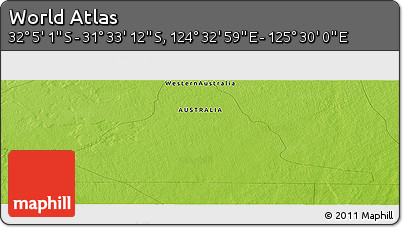 Physical Panoramic Map of the Area around 31° 49' 7" S, 125° 1' 30" E