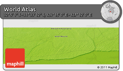 Physical Panoramic Map of the Area around 31° 49' 7" S, 126° 43' 29" E