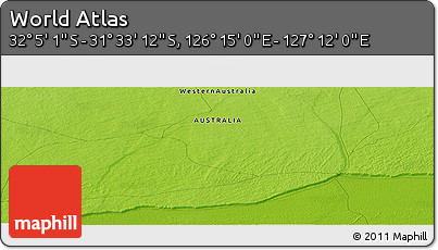 Physical Panoramic Map of the Area around 31° 49' 7" S, 126° 43' 29" E