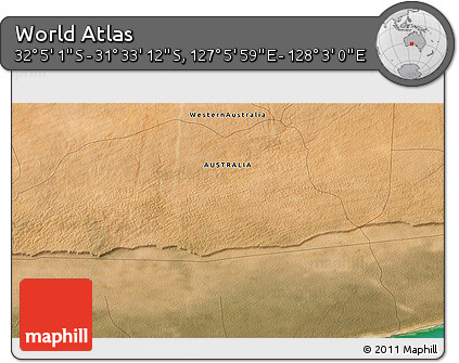 Satellite 3D Map of the Area around 31° 49' 7" S, 127° 34' 30" E