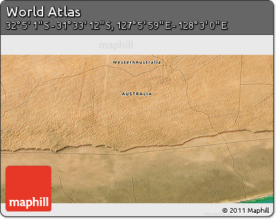Satellite 3D Map of the Area around 31° 49' 7" S, 127° 34' 30" E