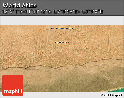 Satellite 3D Map of the Area around 31° 49' 7" S, 127° 34' 30" E