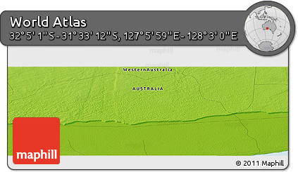 Physical Panoramic Map of the Area around 31° 49' 7" S, 127° 34' 30" E
