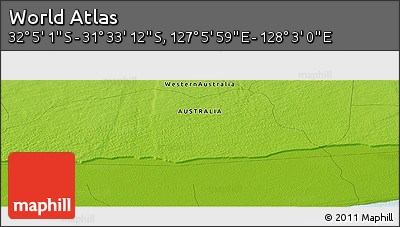 Physical Panoramic Map of the Area around 31° 49' 7" S, 127° 34' 30" E