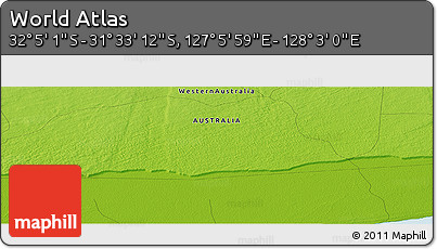 Physical Panoramic Map of the Area around 31° 49' 7" S, 127° 34' 30" E
