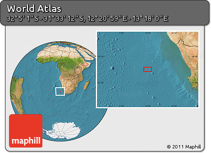 Satellite Location Map of the Area around 31° 49' 7" S, 12° 49' 29" E