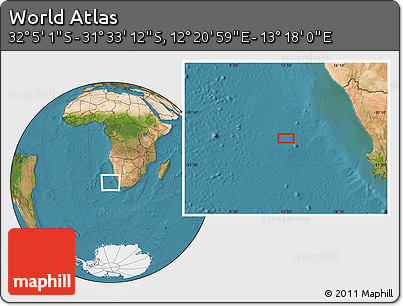 Satellite Location Map of the Area around 31° 49' 7" S, 12° 49' 29" E